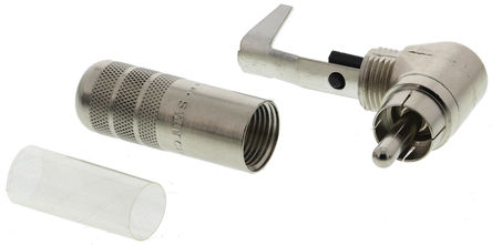 Switchcraft - 3502RA - Switchcraft 6A 直角 RCA 插头 3502RA, 电缆安装, 镀镍触点		