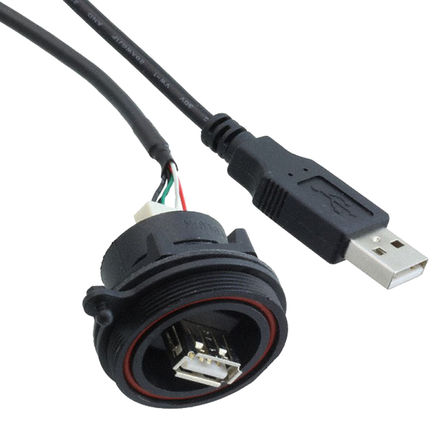 Bulgin - PX0844/A/0M50/A - Bulgin USB ϵ 1 ˿ ֱ USB2.0 USB ͷ PX0844/A/0M50/A, 尲װ, 30 V , 1A		