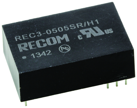 Recom - REC3-0505SR/H1 - Recom REC3 ϵ 3W ʽֱ-ֱת REC3-0505SR/H1, 4.25  5.75 V ֱ, 5V dc, 600mA, 500V acѹ, PDIPװ		