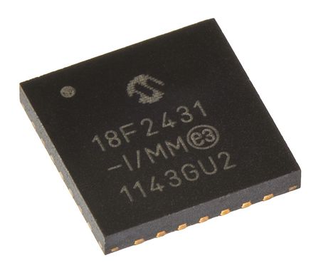 Microchip - PIC18F2431-I/MM - Microchip PIC18F ϵ 8 bit PIC MCU PIC18F2431-I/MM, 40MHz, 256 B16384 B ROM , 768 B RAM, QFN-S-28		