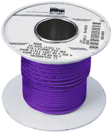 Alpha Wire - 3050 VI005 - Alpha Wire 30m ɫ 24 AWG UL1007 о ڲߵ 3050 VI005, 0.23 mm2 , 7/0.20 mm оʾ, 300 V		