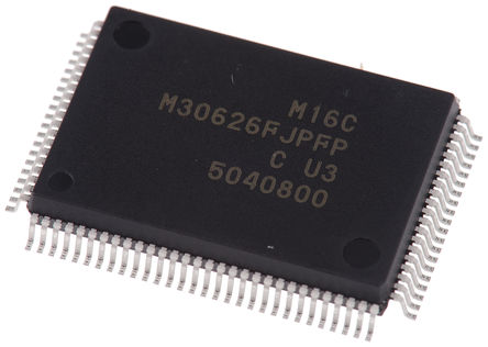 Renesas Electronics - M30626FJPFP#U3C - M16C ϵ Renesas Electronics 16/32 bit M16C/62P MCU M30626FJPFP#U3C, 24MHz, 4 kB, 512 kB ROM , 31 kB RAM, PQFP-100		