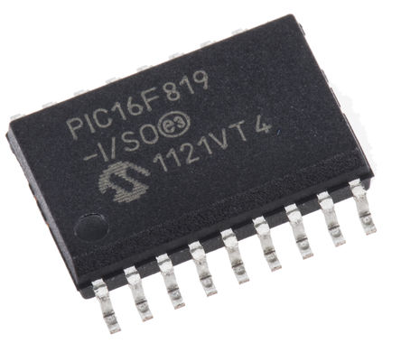 Microchip - PIC16F819-I/SO - Microchip PIC16F ϵ 8 bit PIC MCU PIC16F819-I/SO, 20MHz, 256 B3584 B ROM , 256 B RAM, SOIC-18		