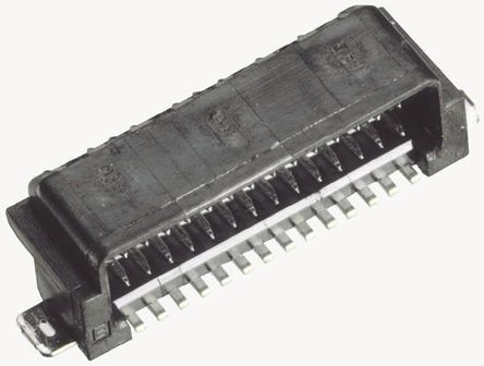 JAE - IL-WX-24PB-HF-HD-S-BE - JAE IL-WX 系列 24路 0.8mm节距 (2排) 直角 PCB 针座 IL-WX-24PB-HF-HD-S-BE, 焊接端接, 500mA, 表面安装		