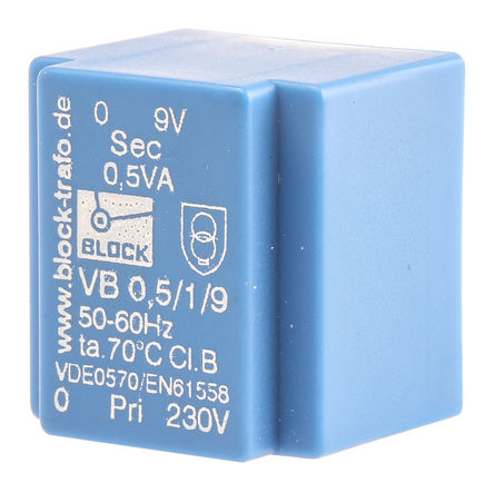 Block - VB 0,5/1/9 - Block ͨ PCB ѹ VB 0,5/1/9, 230V acѹ, 9V acμѹ, 0.5VA, 50  60 HzΧ		