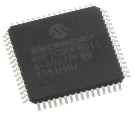 Microchip - DSPIC30F6011A-30I/PF - Microchip dsPIC30F ϵ 16 bit dsPIC MCU dsPIC30F6011A-30I/PF, 30MIPS, 132 kB2048 B ROM , 6144 B RAM, TQFP-64		