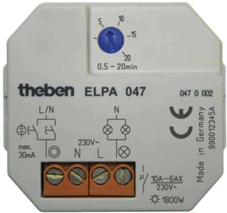 Theben / Timeguard - ELPA 047 - Theben / Timeguard IP20 1ͨ ʱƿ ELPA 047, 0.5  20min趨ʱ, 230 V Դ		