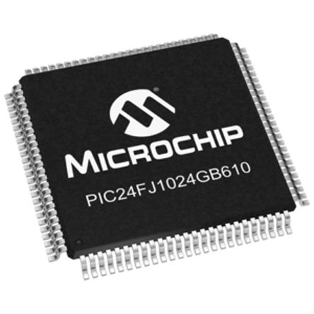 Microchip - PIC24FJ1024GB610-I/PT - Microchip PIC24F ϵ 16 bit PIC MCU PIC24FJ1024GB610-I/PT, 32MHz, 1024 kB ROM , 32 kB RAM, TQFP-100		