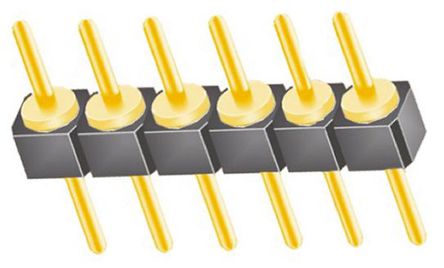 Samtec - TS-106-G-A - Samtec TS 系列 6路 2.54mm节距 (1排) 直 引脚管座 TS-106-G-A, 焊接端接, 1A, 通孔		