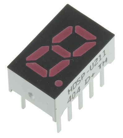 Broadcom - HDSP-U211 - Broadcom 1ַ 7  ɫ LED  HDSP-U211, 5.4 mcd, ҲС, 8mmַ, ͨװװ		
