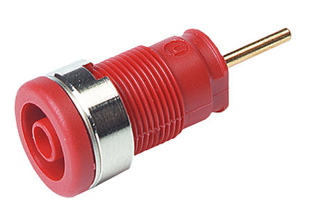Hirschmann Test & Measurement - 972359101 - Hirschmann 972359101 红色 4mm 插座, 1000V ac/dc 24A, 镀金触点		