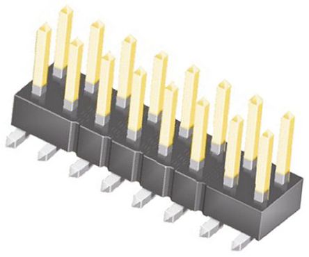 Samtec - TSM-108-02-L-DV - Samtec TSM 系列 16路 2.54mm节距 (2排) 直 引脚管座 TSM-108-02-L-DV, 焊接端接, 7A, 表面安装		