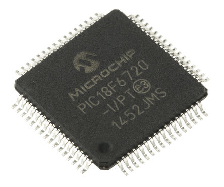 Microchip - PIC18F6720-I/PT - Microchip PIC18F ϵ 8 bit PIC MCU PIC18F6720-I/PT, 25MHz, 128 KB1024 B ROM , 3840 B RAM, TQFP-64		