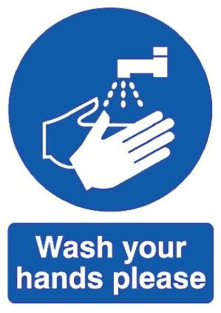 Signs & Labels - MA05851S - Signs & Labels MA05851S ɫ Ӣ ϩ ǿԱ־ “Now Wash Hands“, 210 x 148mm		