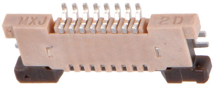 Molex - 545500833 - Molex 54550 系列 0.5mm 节距 8 路 直角 FPC 连接器 545500833, 银 电镀触点 ZIF 顶部触点		