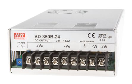 RS Pro - SD-350B-24 - RS Pro 350W ʽֱ-ֱת SD-350B-24, 19  36 V ֱ, 24V dc, 14.6A, 1.5kV acѹ, 80%Ч		
