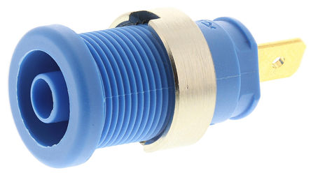 Hirschmann Test & Measurement - 972355102 - Hirschmann 972355102 蓝色 4mm 插座, 1000V ac/dc 25A, 镀金触点		