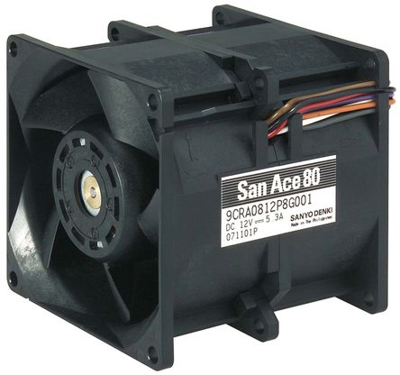 Sanyo Denki - 9CRA0848P8G001 - Sanyo Denki CRA ϵ 63.4W 48 V ֱ  9CRA0848P8G001, 270m3/h, 11300 (outlet) rpm, 12000 (inlet) rpm, 80 x 80 x 80mm		