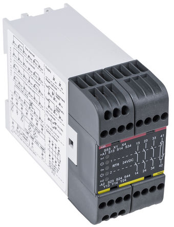 ABB - 2TLA010026R0000 - ABB RT6 系列 单或双通道 安全继电器 2TLA010026R0000, 24 V 直流电源, 4 安全触点		