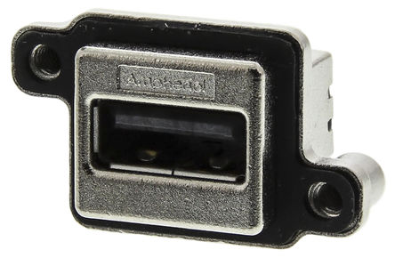 Amphenol - MUSBA11130 - Amphenol MUSB ϵ 1 ˿ ֱ USBType A A  USB  MUSBA11130, ͨ, 100 V ֱ, 1.5A		