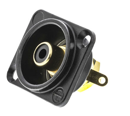Neutrik - NF2D-B0 - Neutrik 16A RCA 插座 NF2D-B0, 面板安装, 金镀镍触x芯, -30 → +80 °C		