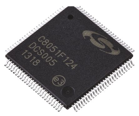 Silicon Labs - C8051F124-GQ - C8051F ϵ Silicon Labs 8 bit 8051 MCU C8051F124-GQ, 50MHz, 128 kB ROM , 8448 B RAM, TQFP-100		
