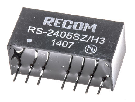 Recom - RS-2405SZ/H3 - Recom RS ϵ 2W ʽֱ-ֱת RS-2405SZ/H3, 9  36 V ֱ, 5V dc, 400mA, 3kV dcѹ, 77%Ч, SIPװ		