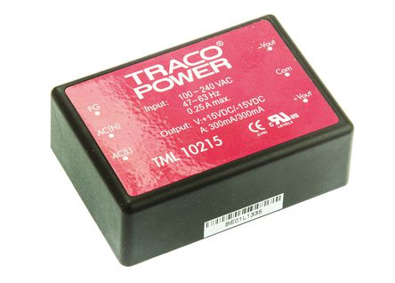TRACOPOWER - TML 10215 - TRACOPOWER 10W 2 ǶʽģʽԴ SMPS TML 10215, 85  264 V ac, 85  370 V dc, 15V dc, 300mA		