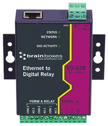 Brainboxes - ED-038 - Brainboxes ED-038 RJ45 100 MHz ̫ýת, ʹ̫, 3 x  , 3 x  , Windows		