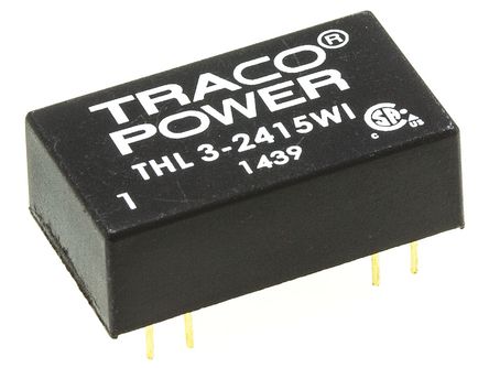 TRACOPOWER - THL 3-2415WI - TRACOPOWER THL 3WI ϵ 3W ʽֱ-ֱת THL 3-2415WI, 9  36 V ֱ, 24V dc, 125mA, 1.5kV dcѹ, 80%Ч, DIPװ		