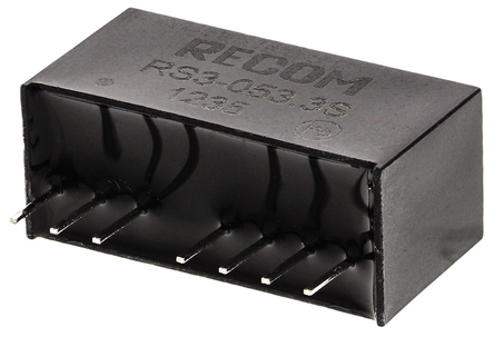 Recom - RS3-053.3S - Recom RS3 ϵ 3W ʽֱ-ֱת RS3-053.3S, 4.5  9 V ֱ, 3.3V dc, 600mA, 500V acѹ, SIPװ		