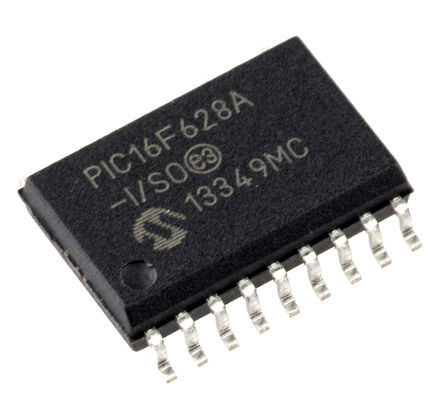 Microchip - PIC16F628A-I/SO - Microchip PIC16F ϵ 8 bit PIC MCU PIC16F628A-I/SO, 20MHz, 128B2048x14  ROM , 224 B RAM, SOIC-18		