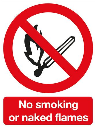 Brady - Y770901 - Brady Y770901 ɫ/ɫ/ɫ Ӣ ϩ ֹ־ “No Smoking Or Naked Flames“ No Smokingֹ̣, 150 x 200mm		