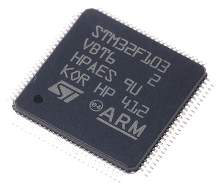 STMicroelectronics - STM32F103VBT6 - STMicroelectronics STM32F ϵ 32 bit ARM Cortex M3 MCU STM32F103VBT6, 72MHz, 128 kB ROM , 20 kB RAM, 1xUSB, LQFP-100		