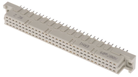 ERNI - 223839 - ERNI 2 行 64 路 2.54mm 节距 DIN 41612 插座 223839, C型 C2等级, 焊接端接, 2A		