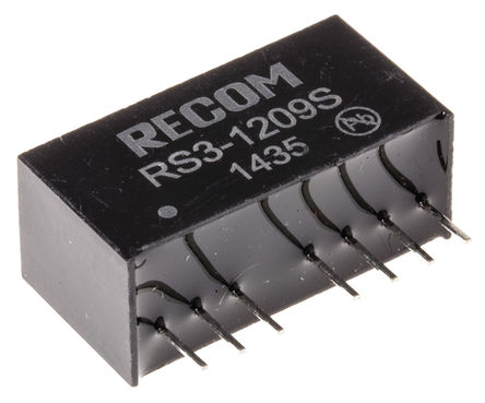 Recom - RS3-1209S - Recom RS3 ϵ 3W ʽֱ-ֱת RS3-1209S, 9  18 V ֱ, 9V dc, 333mA, 500V acѹ, SIPװ		