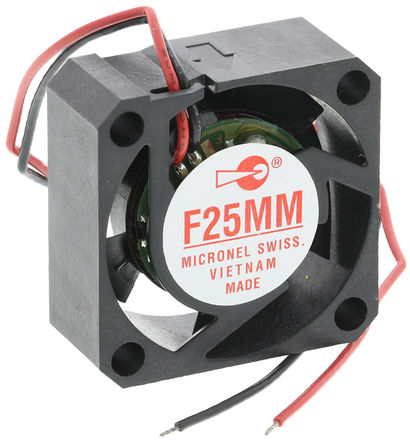 Micronel - F25MM-012XK-9 - Micronel F25 ϵ 0.72W 12 V ֱ  F25MM-012XK-9, 3.84m3/h, 10000rpm, 25 x 25 x 10mm		