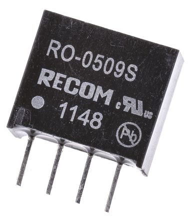 Recom - RO-0509S - Recom RO ϵ 1W ʽֱ-ֱת RO-0509S, 4.5  5.5 V ֱ, 9V dc, 111mA, 1kV dcѹ, SIPװ		