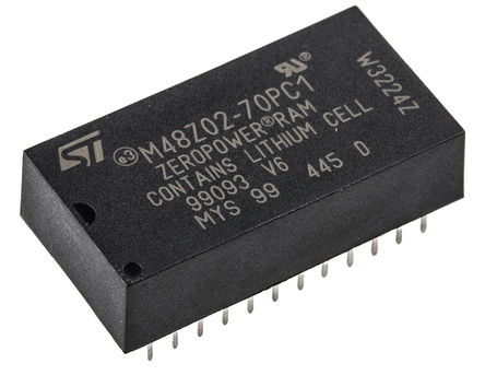 STMicroelectronics - M48Z02-70PC1 - M48Z02-70PC1, 16kbit NVRAM 洢, 4.75  5.5 V, 0  +70 C, 24 PCDIPװ		
