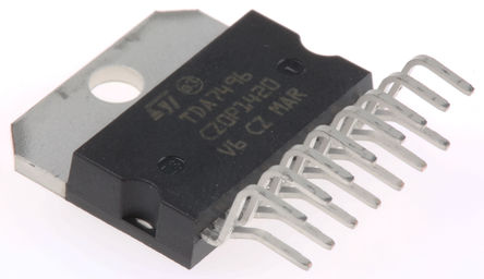 STMicroelectronics - TDA7496 - STMicroelectronics TDA7496 AB 类 立体声 扬声器放大器, +70 °C, 5 W @ 8 Ω最大功率, 15引脚 MULTIWATT V封装 