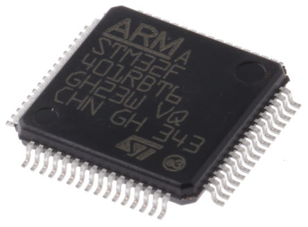 STMicroelectronics - STM32F401RBT6 - STMicroelectronics STM32F ϵ 32 bit ARM Cortex M4 MCU STM32F401RBT6, 84MHz, 128 kB ROM , 64 kB RAM, 1xUSB, LQFP-64		