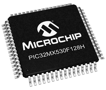 Microchip - PIC32MX530F128H-I/PT - Microchip PIC32MX ϵ 32 bit PIC MCU PIC32MX530F128H-I/PT, 50MHz, 128 kB ROM , 16 kB RAM, 1xUSB, TQFP-64		