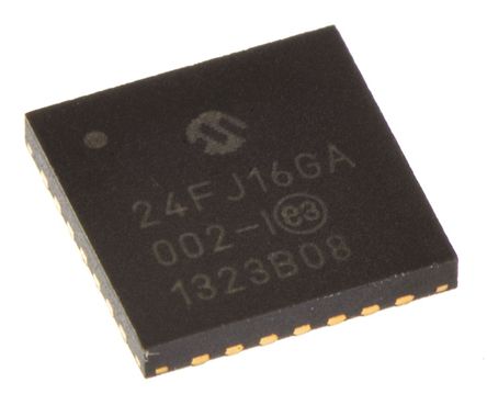 Microchip - PIC24FJ16GA002-I/ML - Microchip PIC24FJ ϵ 16 bit PIC MCU PIC24FJ16GA002-I/ML, 32MHz, 16 kB ROM , 4 kB RAM, QFN-28		