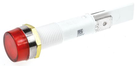 Arcolectric - C027700NAO - Arcolectric C027700NAO 14.6 mm 凸型 红色 neon 指示器, 焊接片接端, 10mm安装孔尺寸, 230 V 交流		