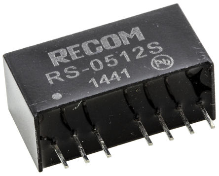 Recom - RS-0512S - Recom RS ϵ 2W ʽֱ-ֱת RS-0512S, 4.5  9 V ֱ, 12V dc, 166mA, 500V acѹ, SIPװ		
