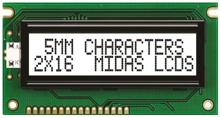 Midas - MC21605A6W-FPTLW - Midas ͸ ĸ LCD ɫʾ MC21605A6W-FPTLW, LED, 216ַ		