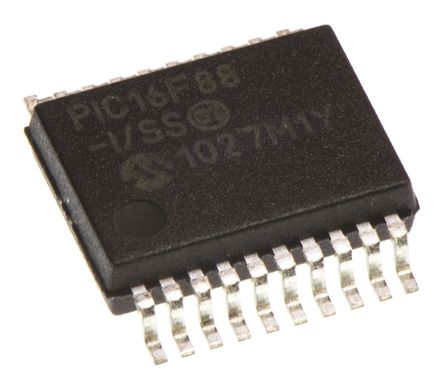 Microchip - PIC16F88-I/SS - Microchip PIC16F ϵ 8 bit PIC MCU PIC16F88-I/SS, 20MHz, 256 B7168 B ROM , 368 B RAM, SSOP-20		