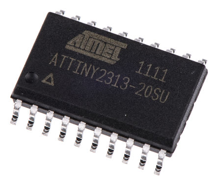Atmel - ATTINY2313-20SU - Microchip ATtiny ϵ 8 bit AVR MCU ATTINY2313-20SU, 20MHz, 128 B2 kB ROM , 128 B RAM, SOIC-20		