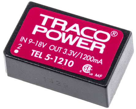 TRACOPOWER - TEL 5-1210 - TRACOPOWER TEL 5 ϵ 5W ʽֱ-ֱת TEL 5-1210, 9  18 V ֱ, 3.3V dc, 1.2A, 1.5kVѹ, 77%Ч, DIP 24PDIPװ		