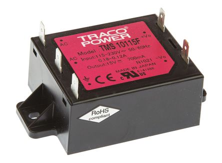 TRACOPOWER - TMS 10115F - TRACOPOWER 10W  ǶʽģʽԴSMPS TMS 10115F, 110  375 V dc, 85  264 V ac, 15V dc, 700mA, 78%Ч		